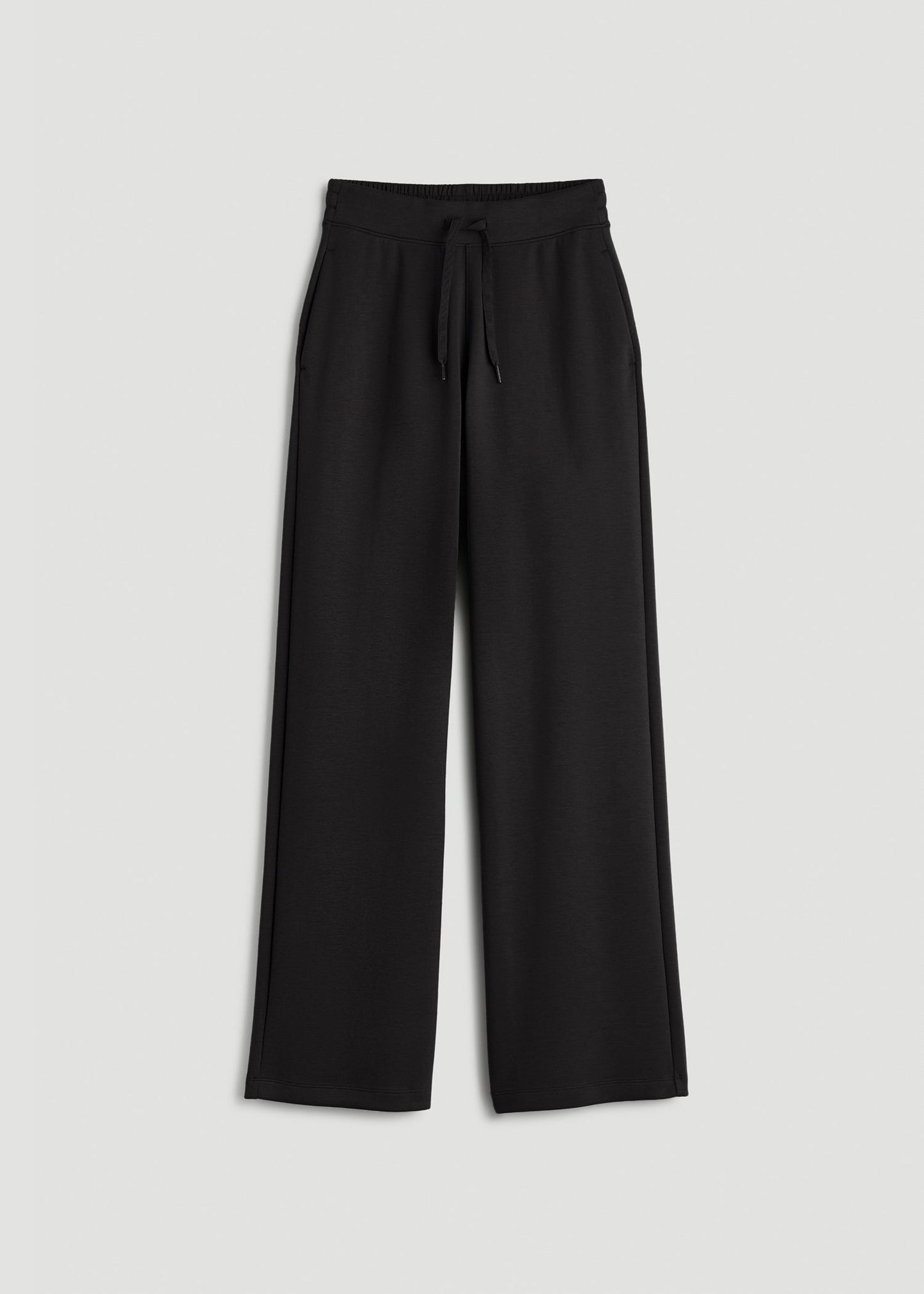 Pull-On Tie Waist Wide Leg Pants for Tall Women in Black