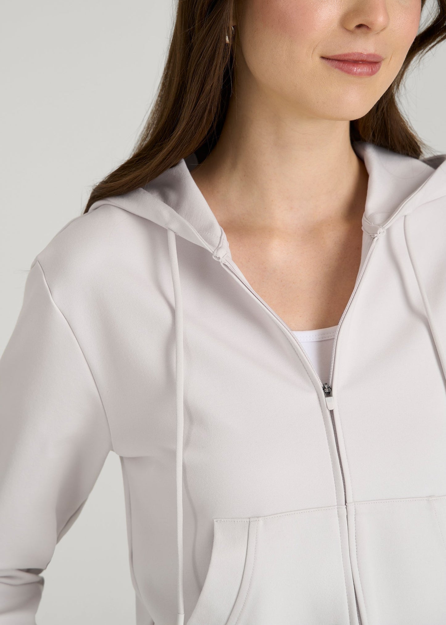 Flex Ponte Cropped Hoodie for Tall Women in White Sand