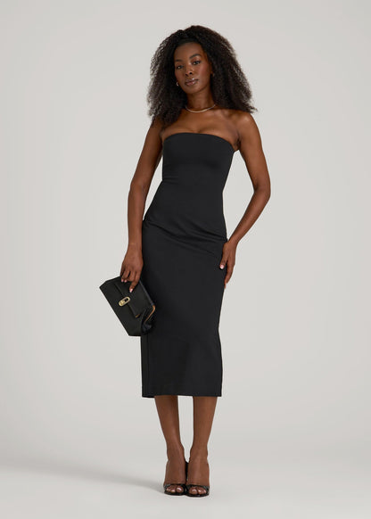Flex Ponte Fitted Bustier Dress for Tall Women in Black