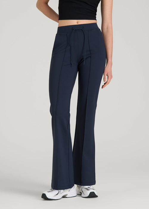 Flex Ponte Flare Pants with Drawcord for Tall Women in Navy