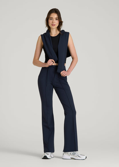 Flex Ponte Flare Pants with Drawcord for Tall Women in Navy