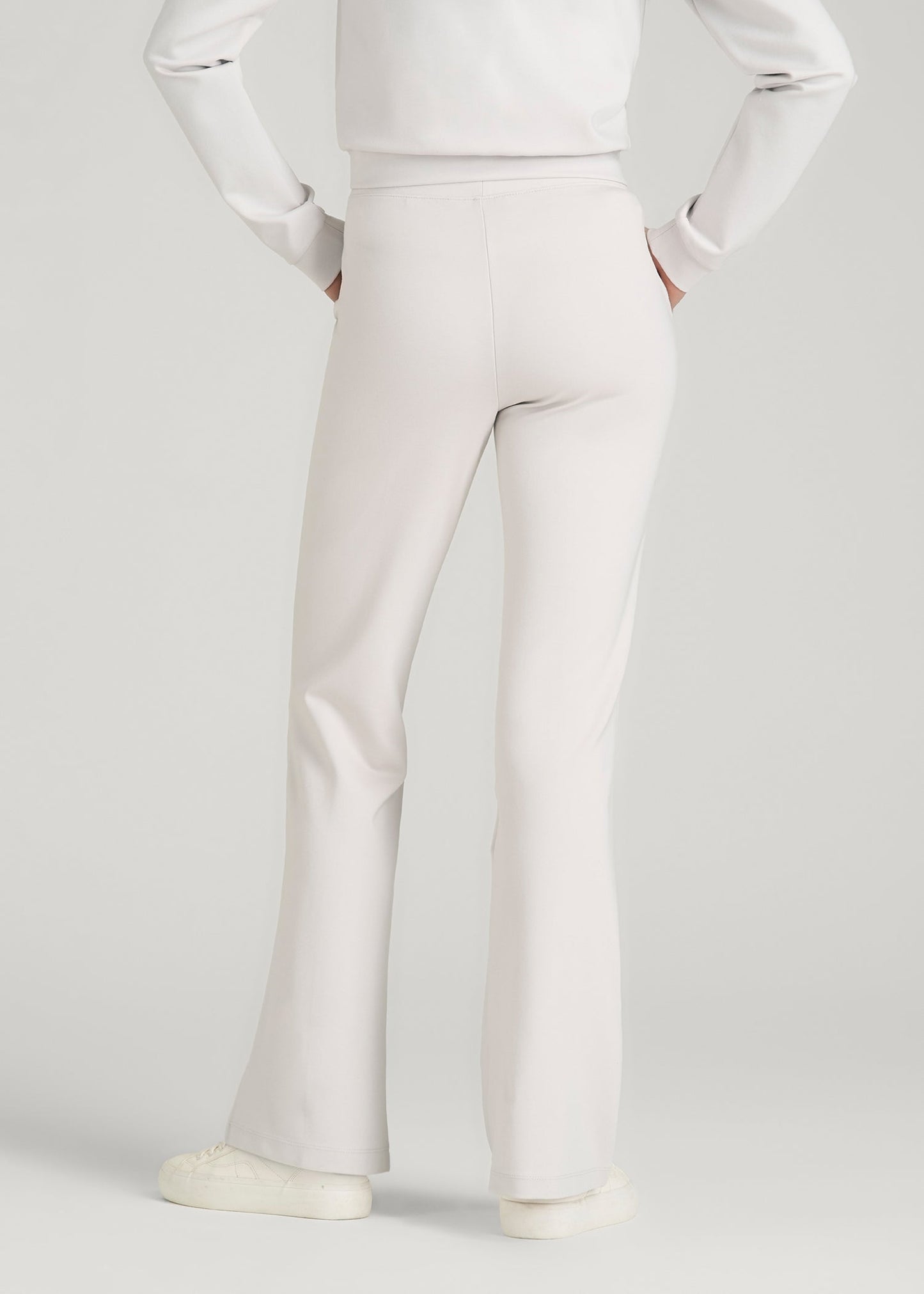 Flex Ponte Flare Pants with Drawcord for Tall Women in White Sand