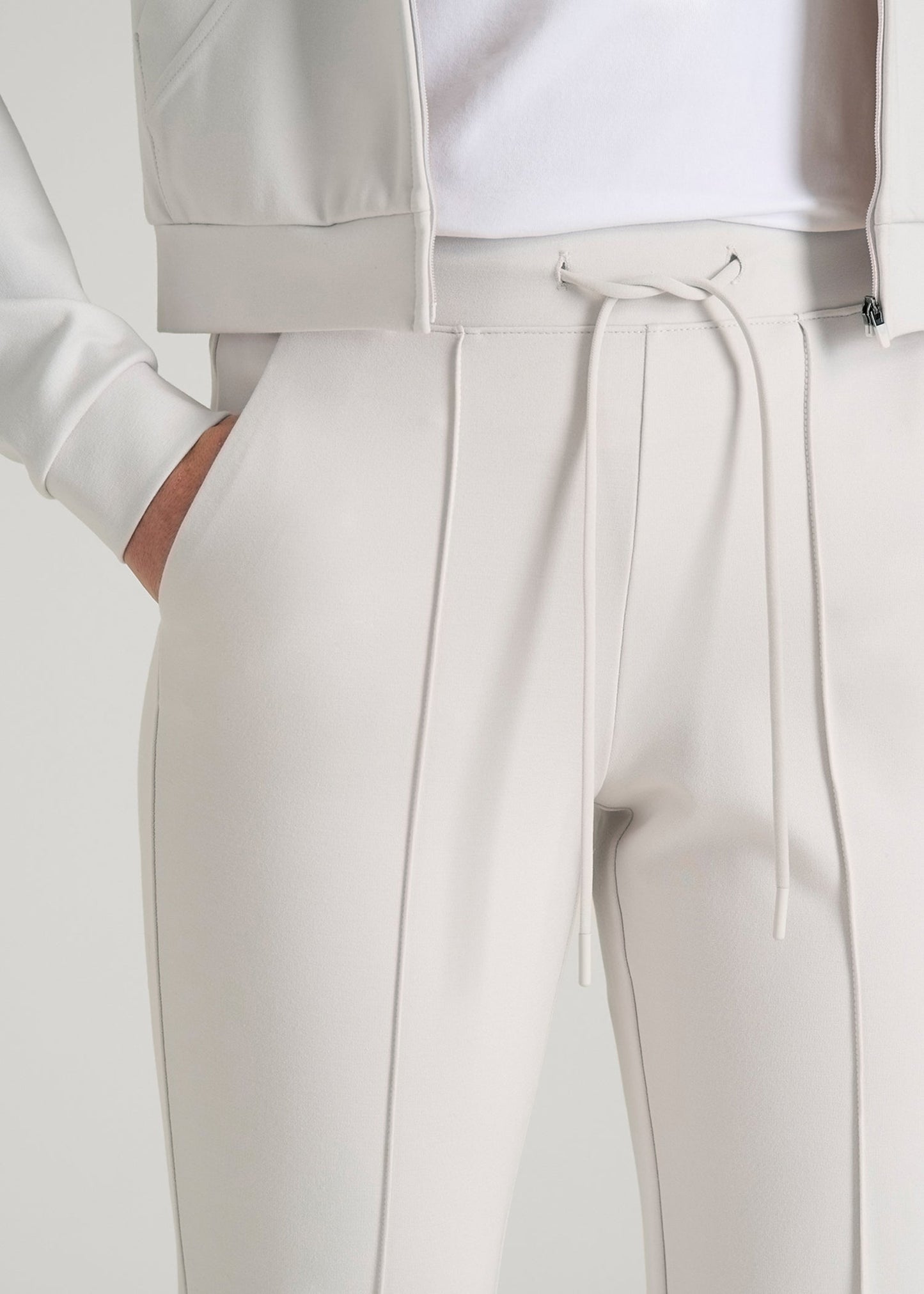 Flex Ponte Flare Pants with Drawcord for Tall Women in White Sand