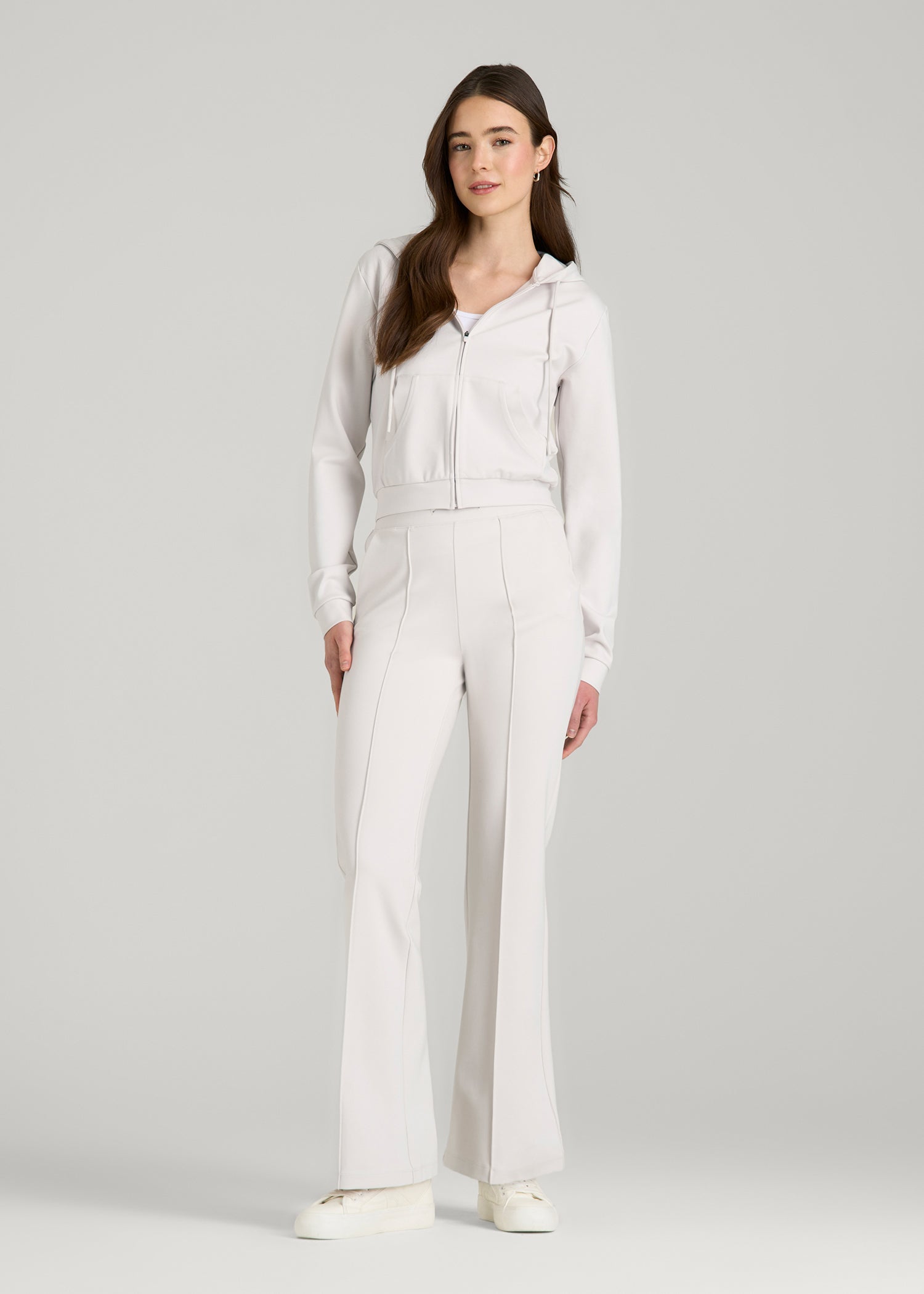 Flex Ponte Flare Pants with Drawcord for Tall Women in White Sand
