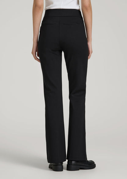 Flex Ponte Pull On Flare Pants for Tall Women in Black