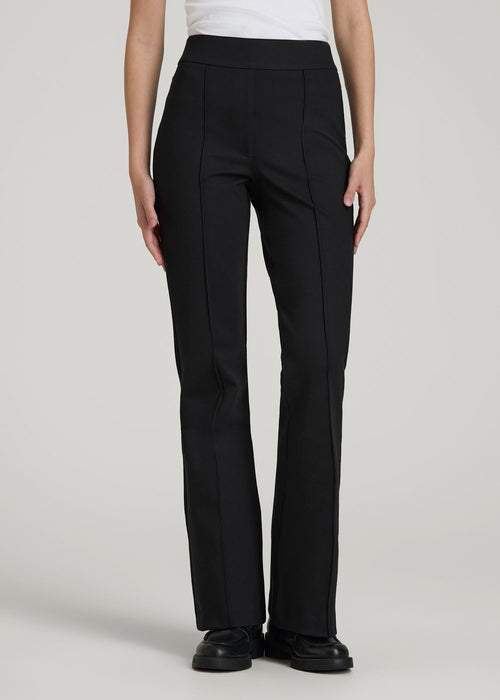 Flex Ponte Pull On Flare Pants for Tall Women in Black