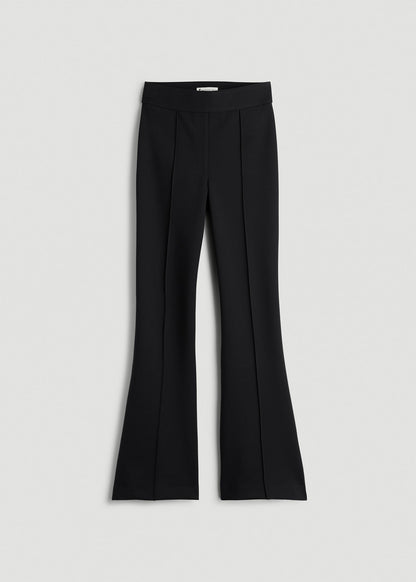 Flex Ponte Pull On Flare Pants for Tall Women in Black