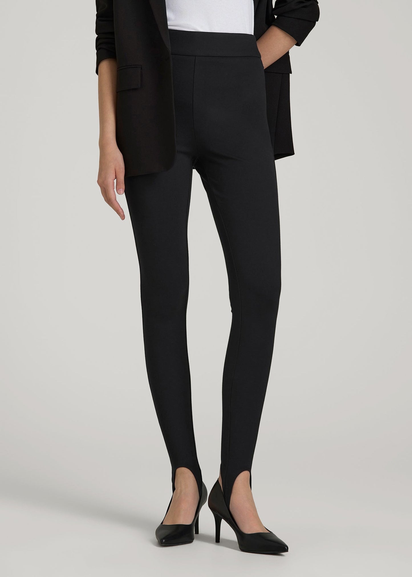 Flex Ponte Stirrup Pants for Tall Women in Black
