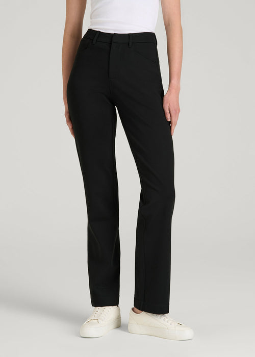 Flex Ponte Straight Leg Pants for Tall Women in Black