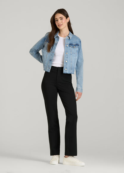 Flex Ponte Straight Leg Pants for Tall Women in Black