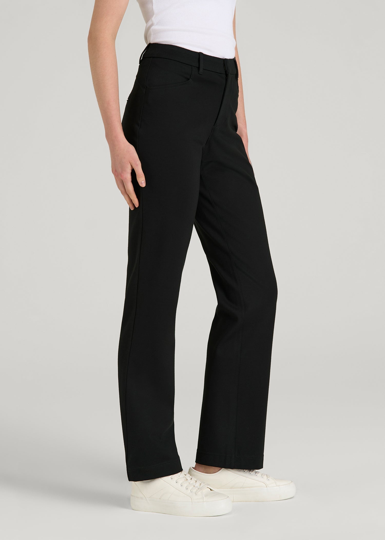 Flex Ponte Straight Leg Pants for Tall Women in Black