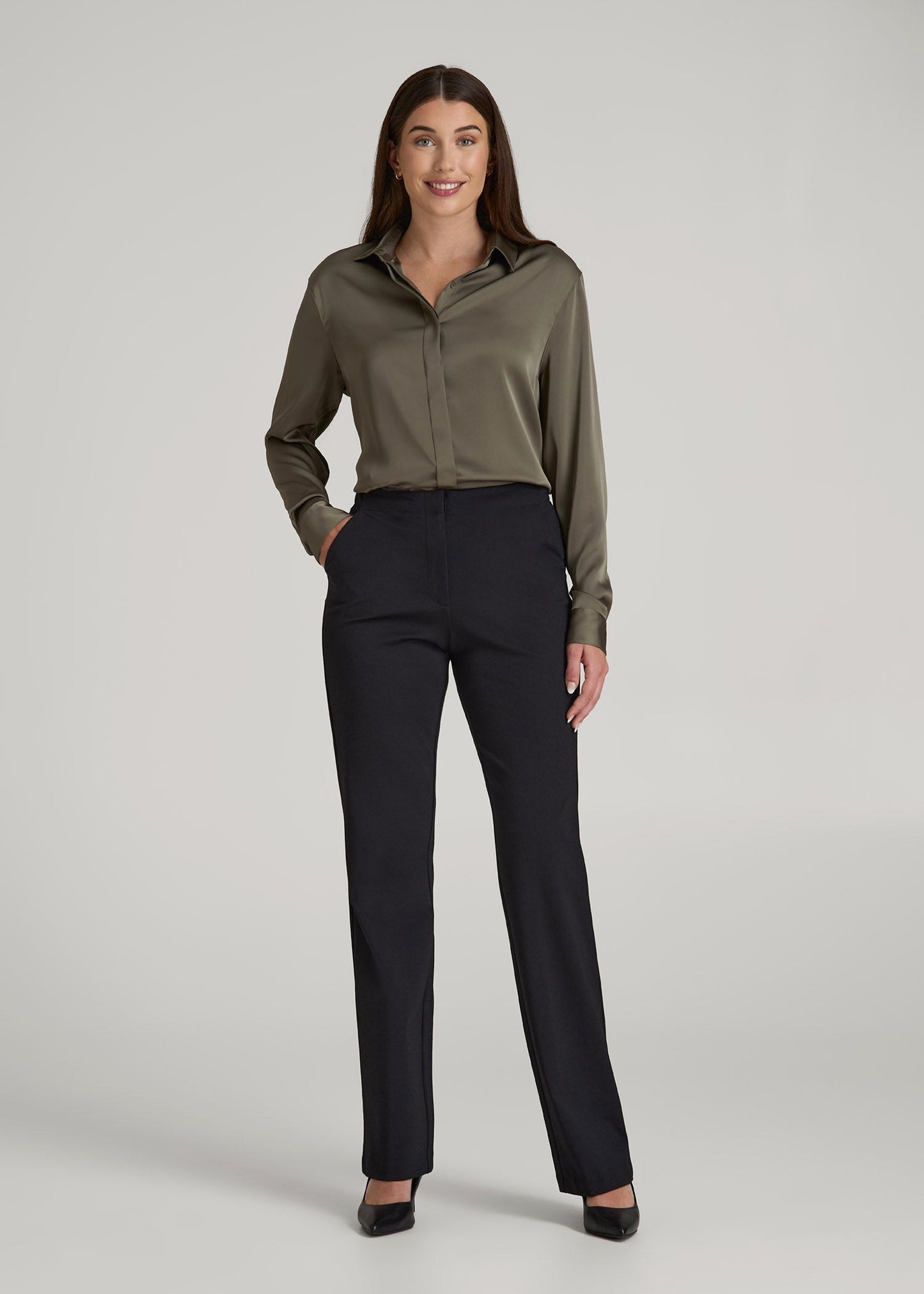 Freedom Flex Straight Leg Dress Pants for Tall Women in Black