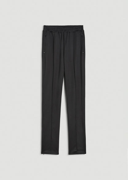 Ultra Lightweight Tricot Athletic Stripe Pants for Tall Women in Black And Black