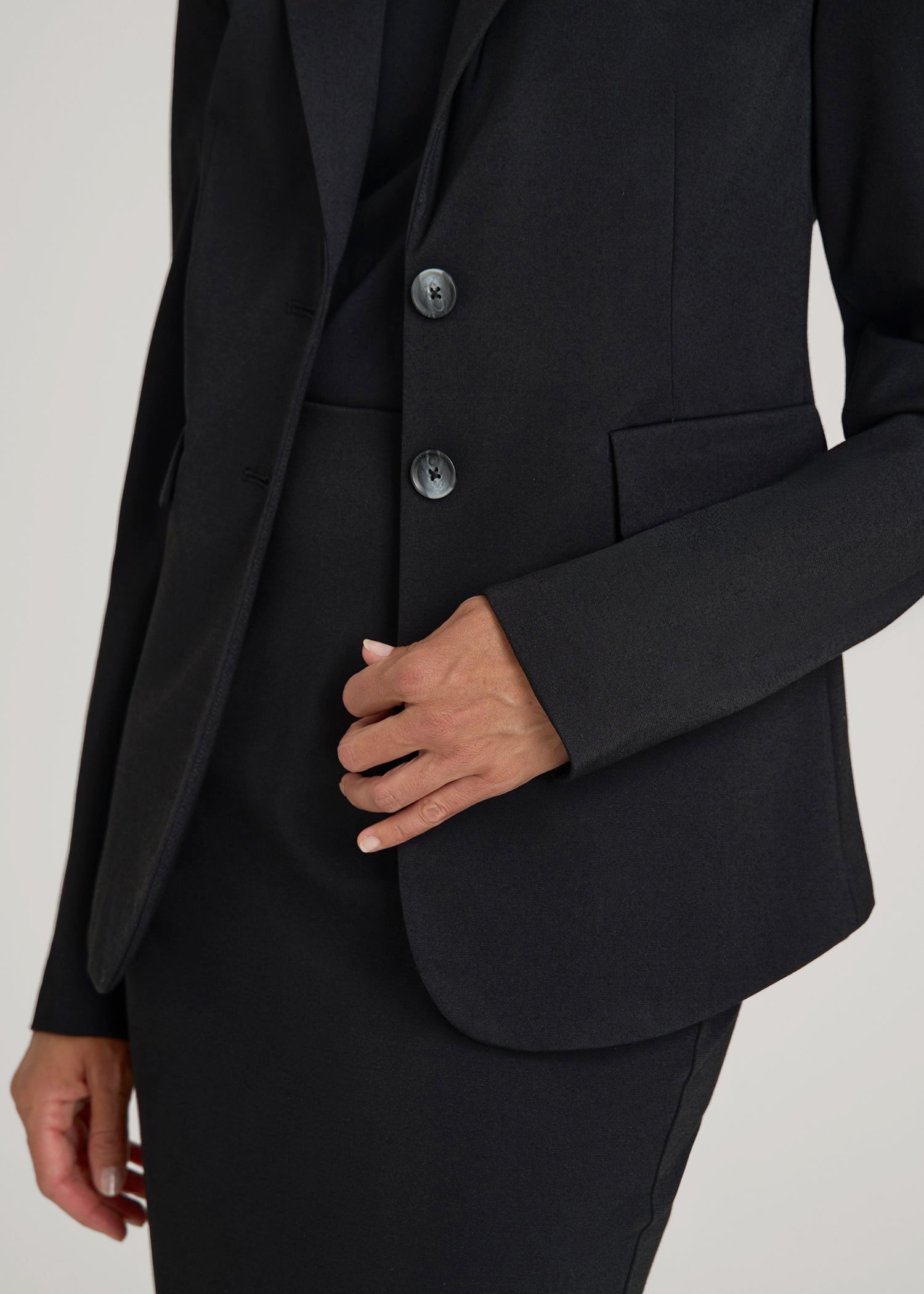 Freedom Flex Two-Button Slim-Fit Blazer for Tall Women in Black