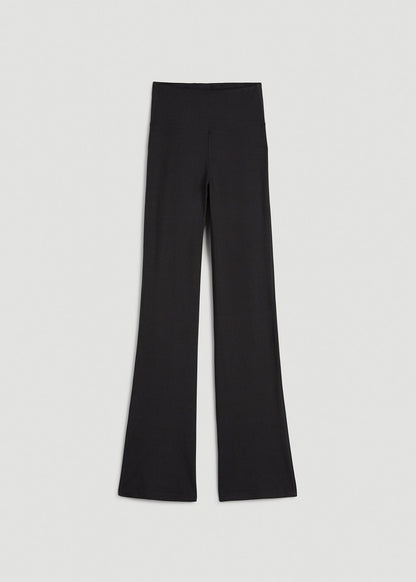 Ultra Soft High Rise Flare Yoga Pants for Tall Women in Black Mix