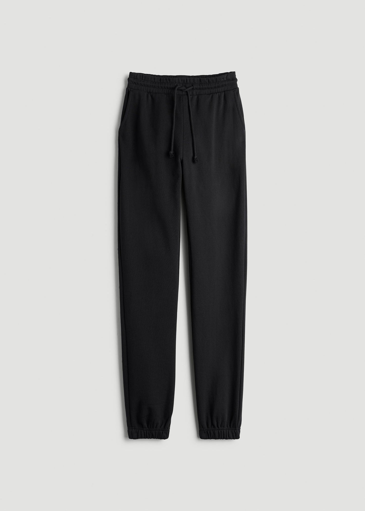 Wearever Fleece Slim Fit High-Waisted Garment Dye Sweatpants for Tall Women in Black