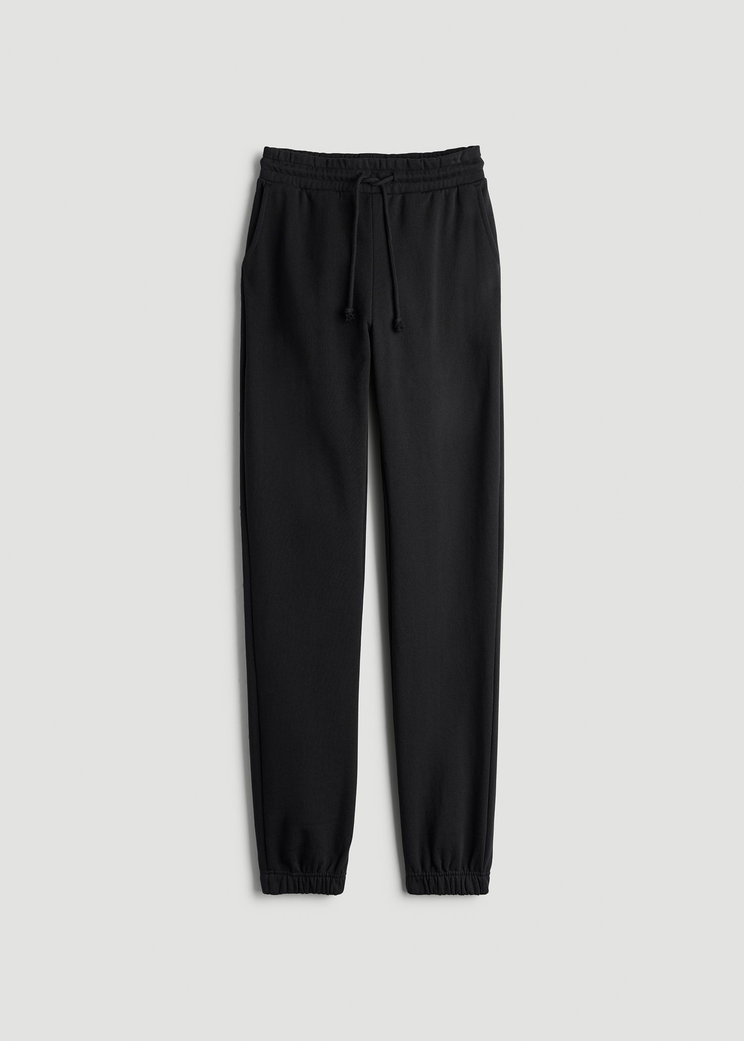 Wearever Fleece Slim Fit High-Waisted Garment Dye Sweatpants for Tall Women in Black