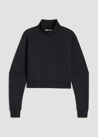 Wearever 2.0 Fleece Half-Zip Cropped Sweatshirt for Tall Women in Black