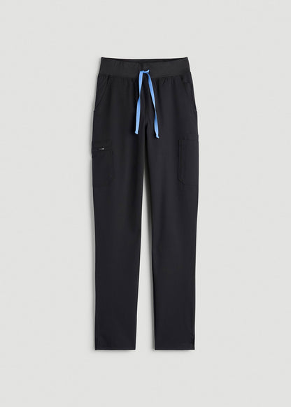 Cargo Scrub Pants for Tall Women in Black