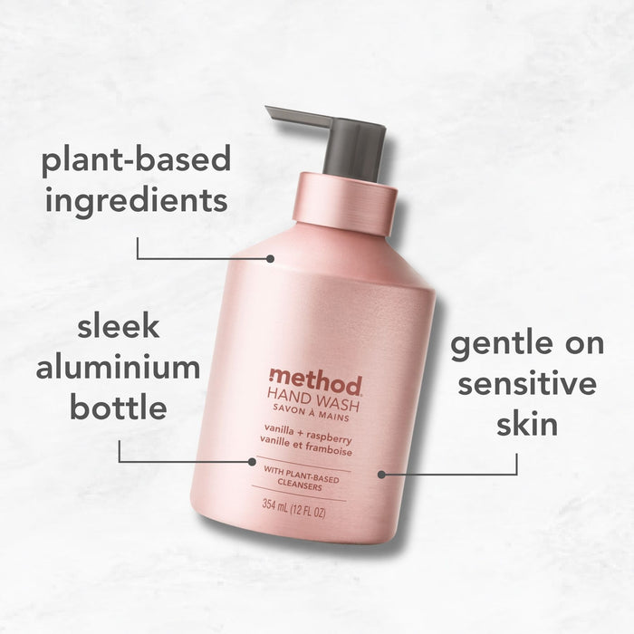 aluminium gel hand wash - vanilla + raspberry 354ml
