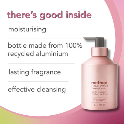 aluminium gel hand wash - vanilla + raspberry 354ml