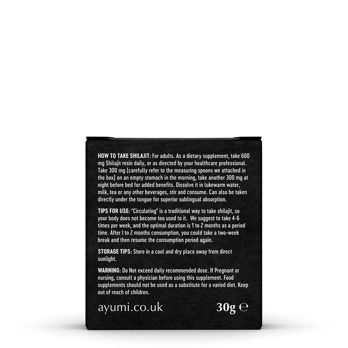 Ayumi Himalayan Shilajit Resin. 50 Days Supply