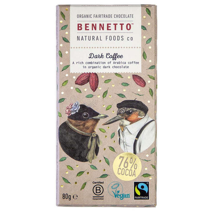Organic Chocolate Bar Dark Coffee 80g