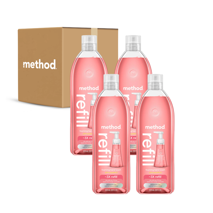 (carton of 4) foaming hand wash refill 828ml - pink grapefruit