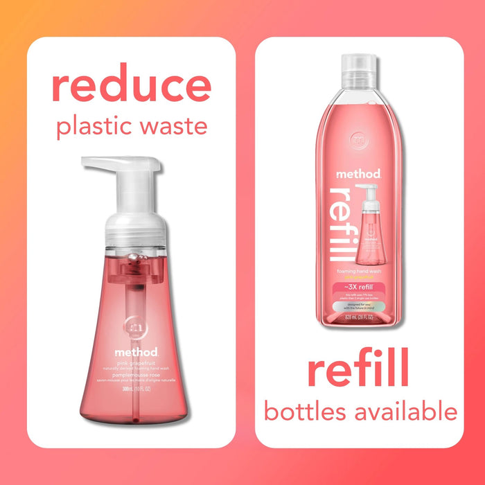 (carton of 4) foaming hand wash refill 828ml - pink grapefruit