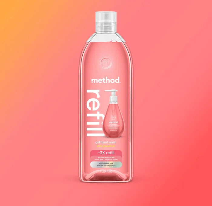 (carton of 4) gel hand wash refill 1L - pink grapefruit