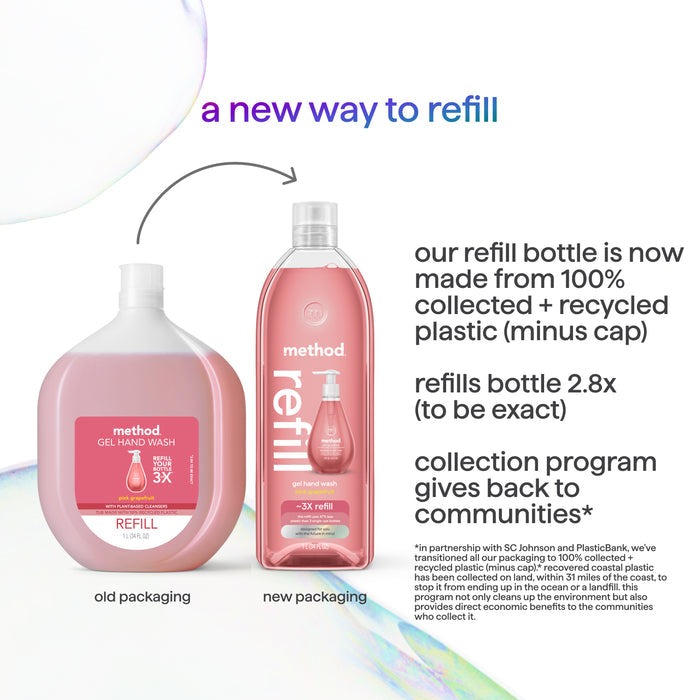(carton of 4) gel hand wash refill 1L - pink grapefruit