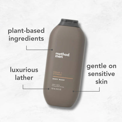 (carton of 6) body wash 532ml - cedar + cypress