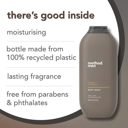 (carton of 6) body wash 532ml - cedar + cypress