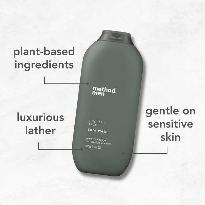 (carton of 6) body wash 532ml - juniper + sage