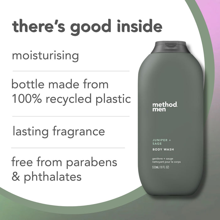(carton of 6) body wash 532ml - juniper + sage