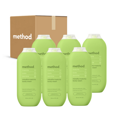 (carton of 6) body wash 532ml - mindful matcha