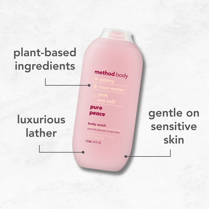 (carton of 6) body wash 532ml - pure peace