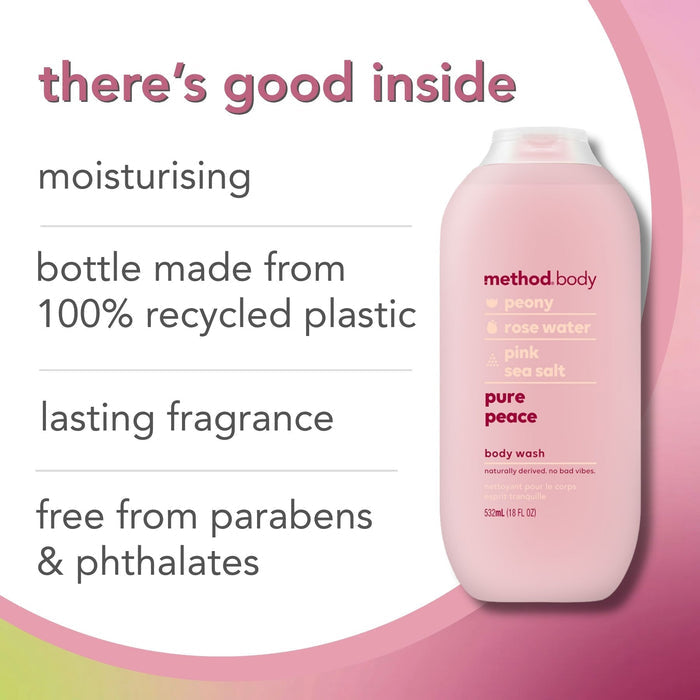 (carton of 6) body wash 532ml - pure peace