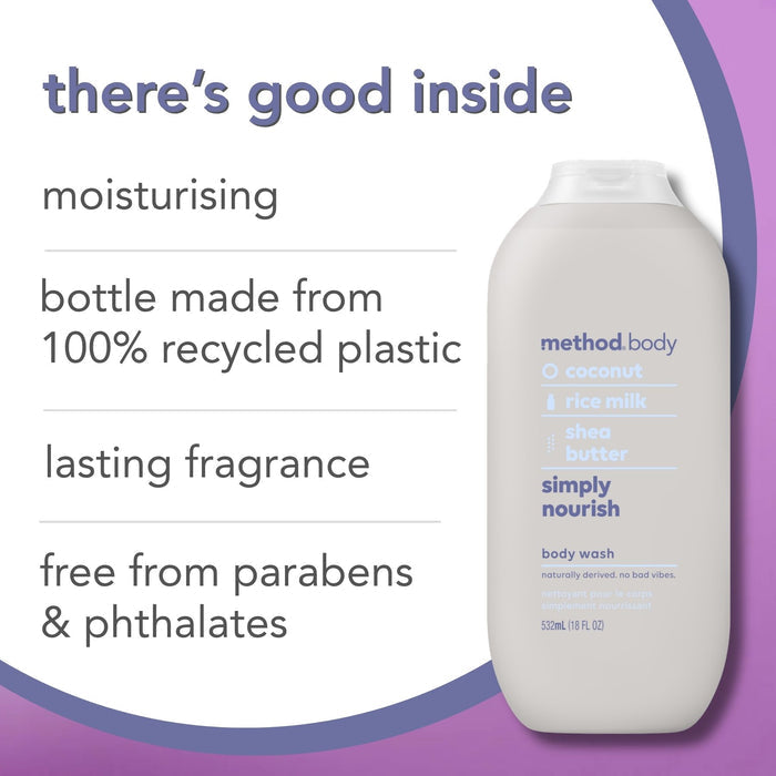 (carton of 6) body wash 532ml - simply nourish