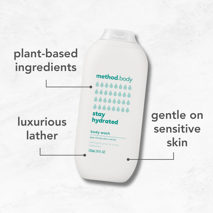 (carton of 6) body wash 532ml - stay hydrated