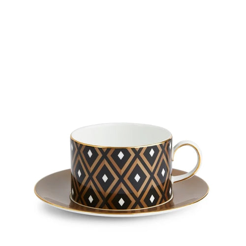 Gio Gold Geometric Teacup and Saucer