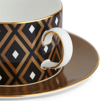 Gio Gold Geometric Teacup and Saucer