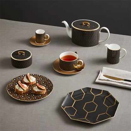 Gio Gold Geometric Teacup and Saucer