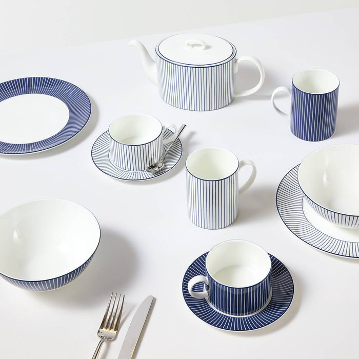 Gio Pinstripe Teacup & Saucer Blue