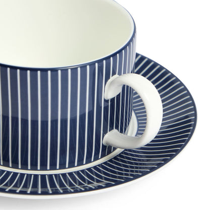 Gio Pinstripe Teacup & Saucer Blue
