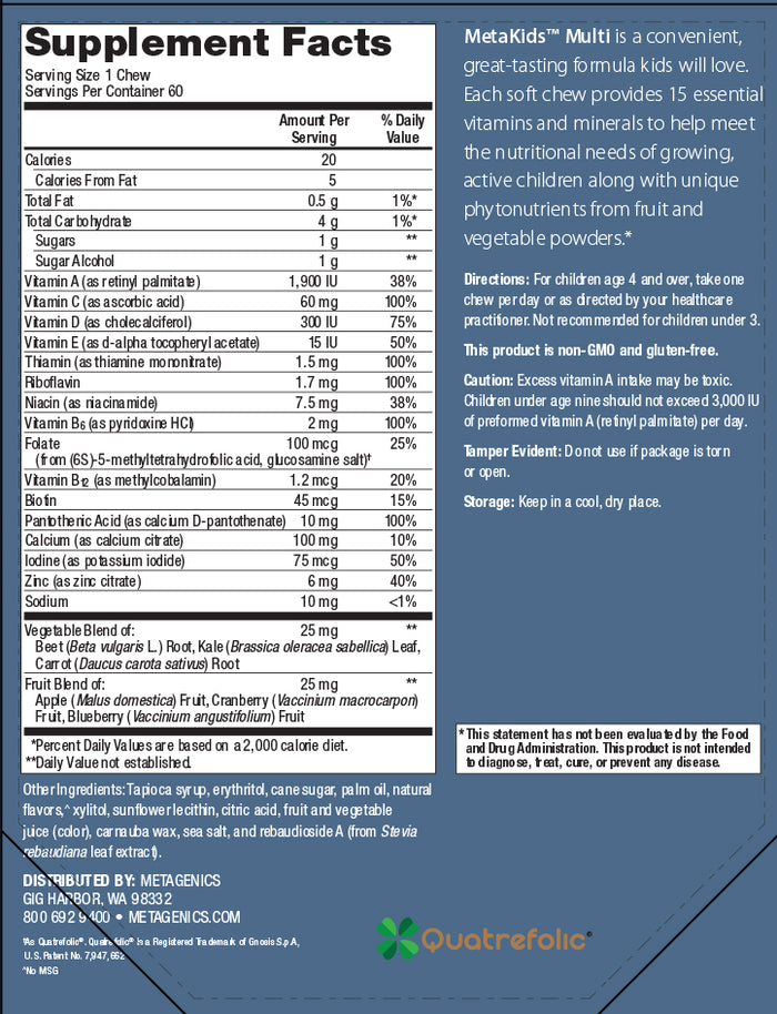 Metakids Multi Soft Chews 60ct Ortho Molecular