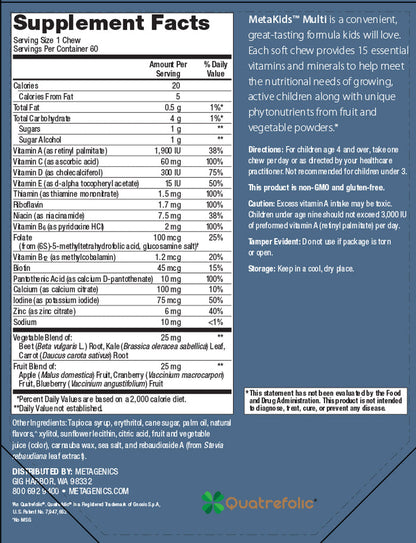 Metakids Multi Soft Chews 60ct Ortho Molecular