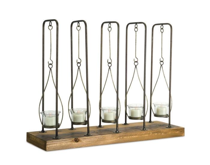 MI Wood, Metal & Glass Votive Holder