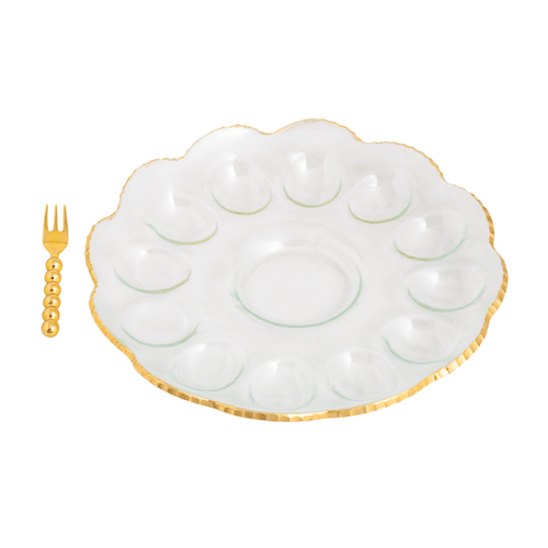 MP Gold Edge Glass Deviled Egg Tray