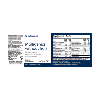 Multigenics W/O Iron 180ct Ortho Molecular